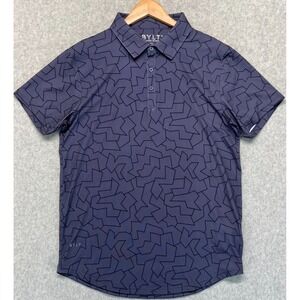 BYLT Premium Basics Men's Geometric Pattern Polo Shirt Blue Golf Athletic M